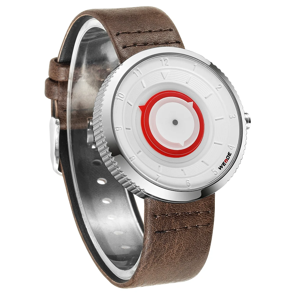 Weide Новые мужские простые часы с аналоговым белым циферблатом из искусственной