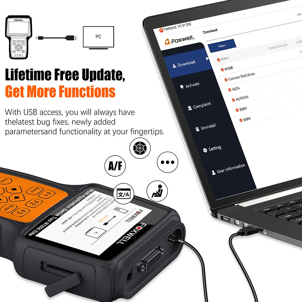 Сканер Foxwell NT650 Elite OBD2 профессиональный инструмент для диагностики автомобиля