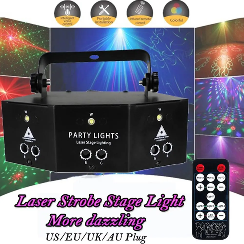 

Dance Lamp Disco Stage Light Fantastic 100-240V Strobe Light Christmas Decor Luminous With Remote Control