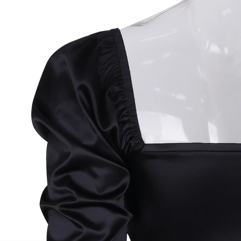 

Button Up Dresses Woman Summer 2021 Puff Sleeve Low Cut Sexy Mini Dress Ladies Bodycon Long Sleeve Sundress Streetwear Casual
