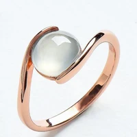 jade cute s925 pure silver embeded jade myanmar ice like chalcedony ring womens jade ring white ice egg surface open ring