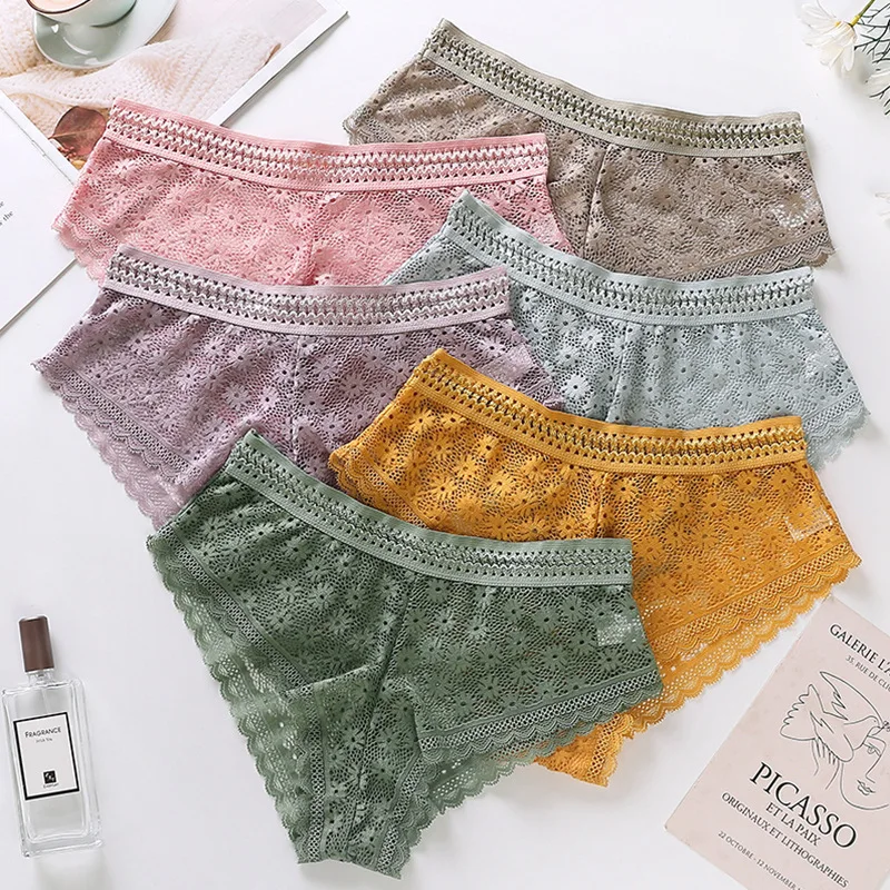 

Sexy Briefs Low-Rise Lace Panties Women Floral Lace Underwear Female Underpants Ladies Lingerie See Through Panties Underwear