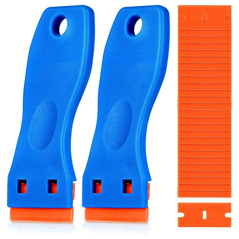 

Plastic Razor Blade Scraper, 2PCS Scraper Tool With 100PCS Plastic Blades, Cleaning Scraper Remover, No Scratches