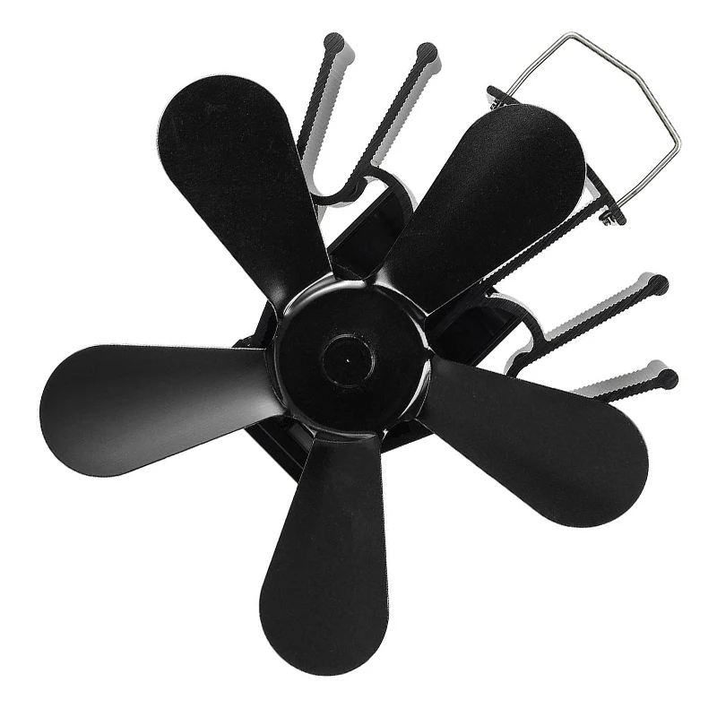 

Black Fireplace 5 Blades Heat Powered Stove Fan Log Wood Burner EcoFriendly Quiet Home Fireplace Fan Efficient Heat Distribution