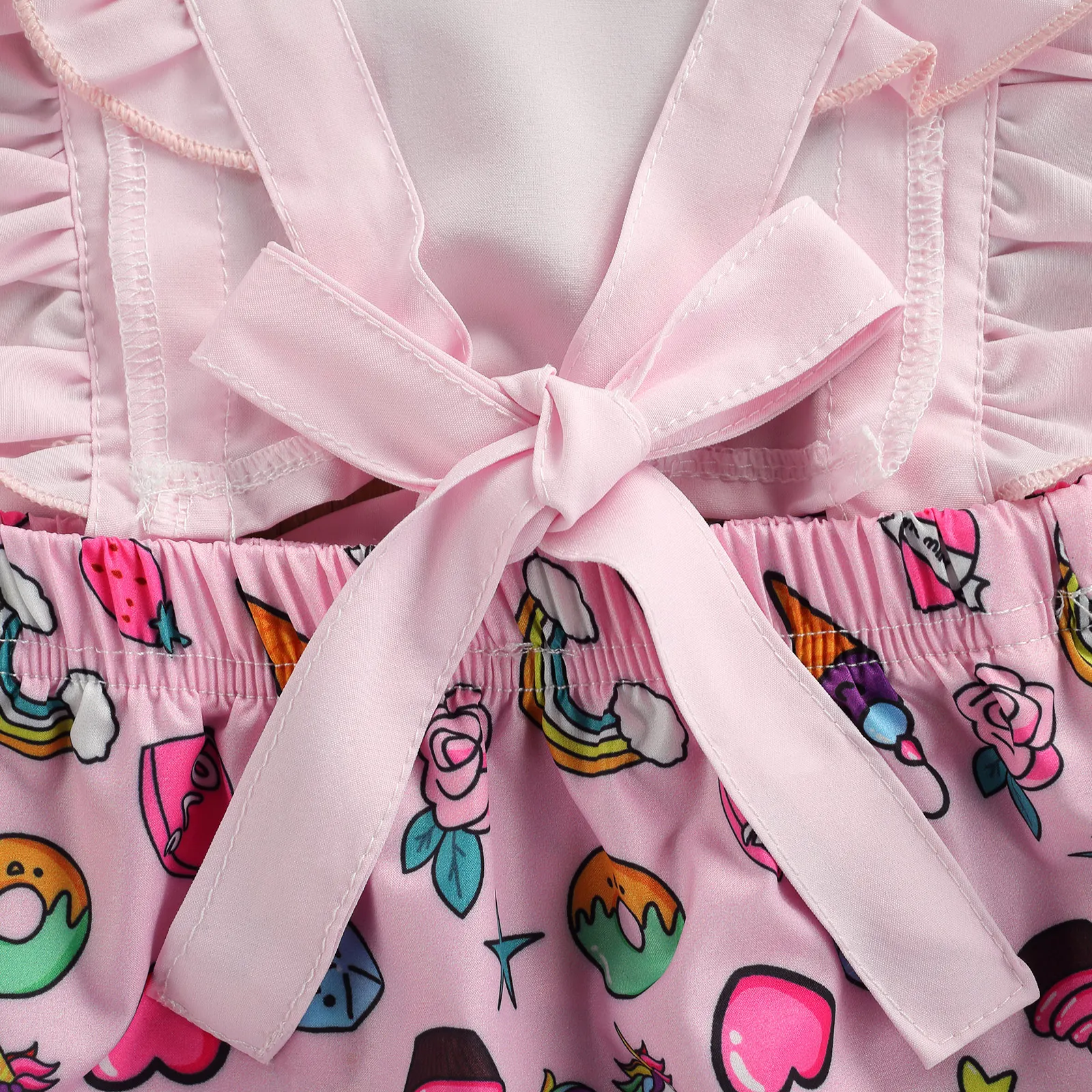 

Infant Romper + Bow Headband, Flower Print Pattern, Ruff Decoration Little Princess Summer Clothing