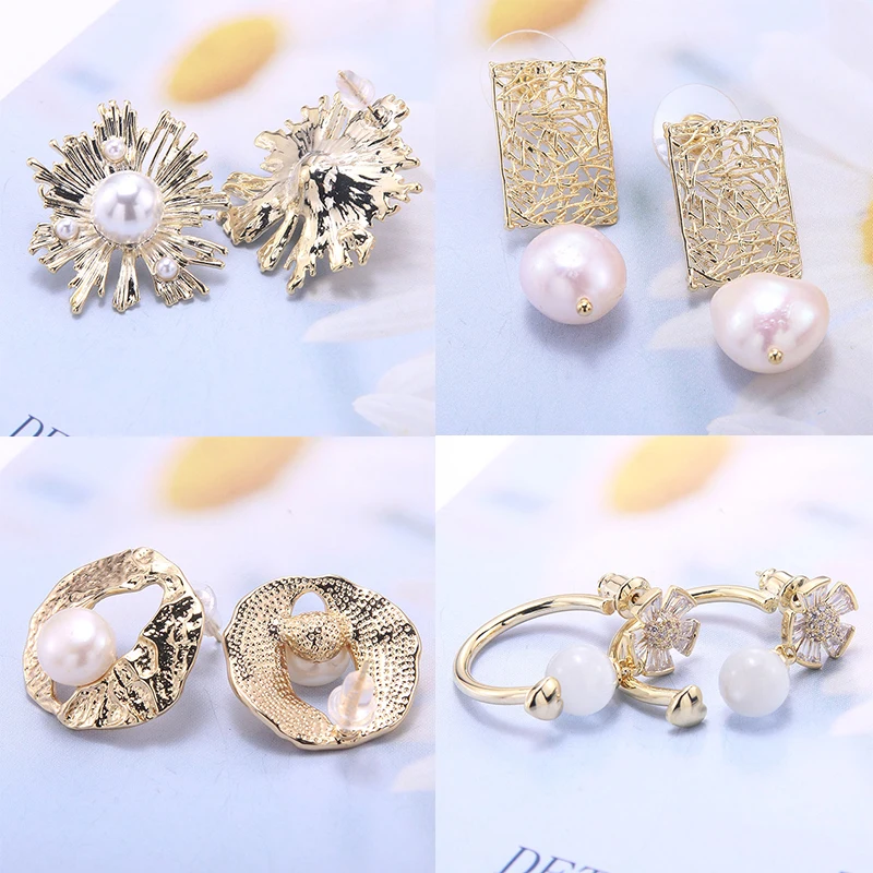 

Summer Fashion Cute jewelry Various Sizes Pearl Earring Gold/Silver color Copper Earrings Women's Jewelry