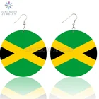 SOMESOOR двухсторонняя печать черный страна ямайский флаг деревянные серьги с фотографиями Африканское дерево ювелирные изделия для женщин