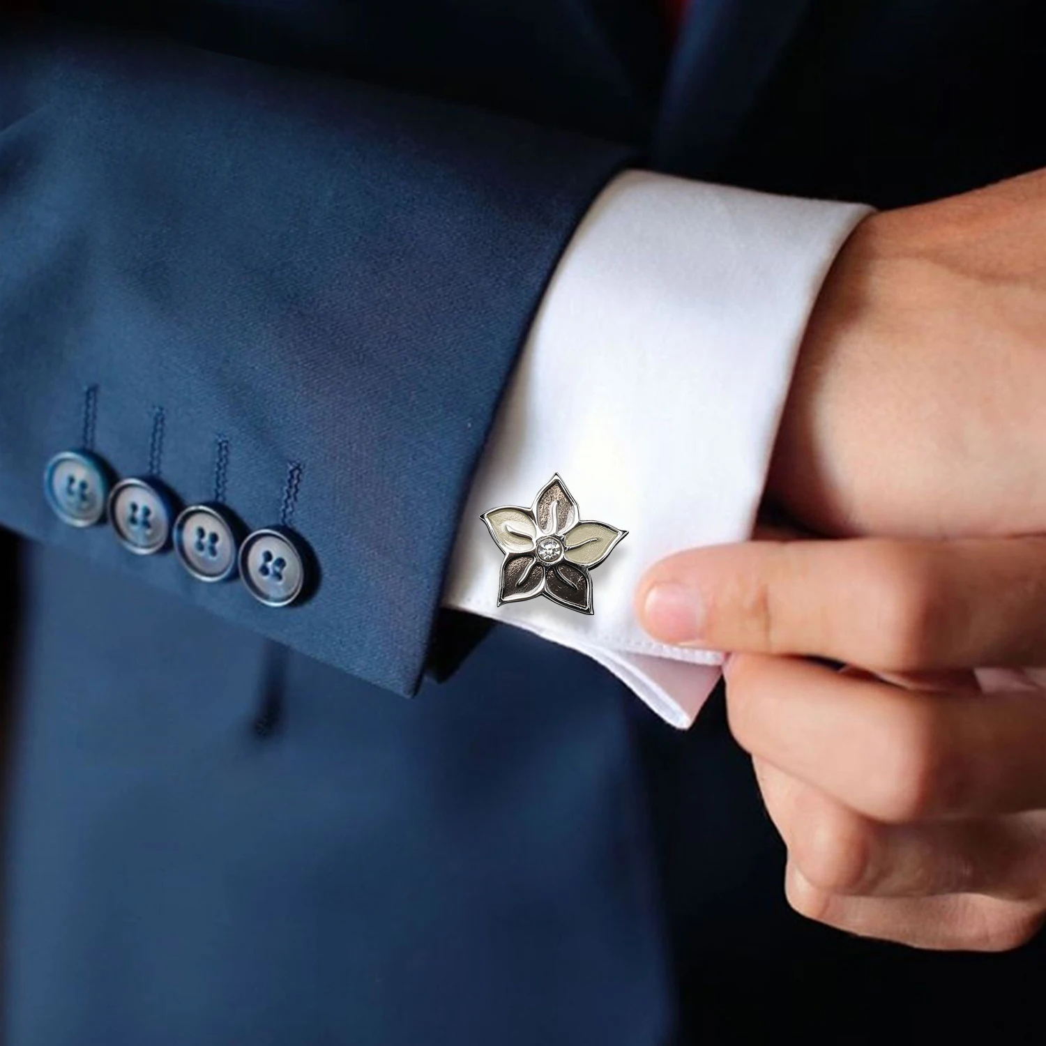 Роскошные запонки для рубашек мужчин фирменные сливери Цветочные Запонки на