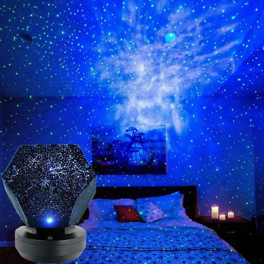 

Starry Sky Projection Lamp Romantic Dream Rotating Projector Girl Heart Full Of Stars Starlight Night Light Home Decorations