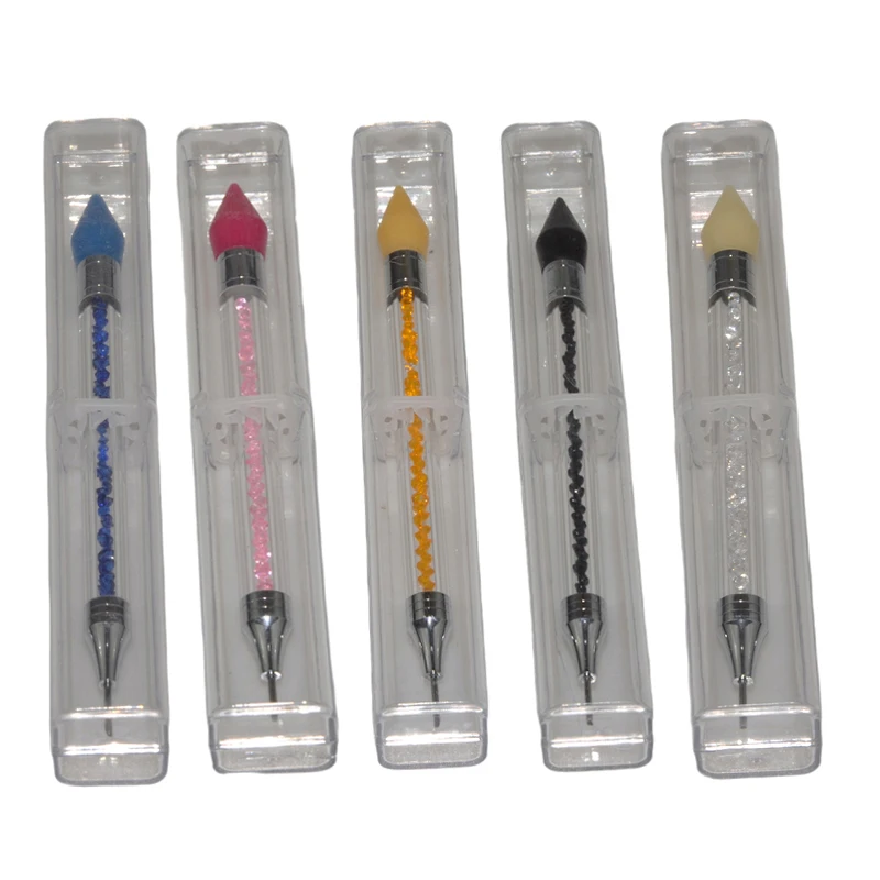 Wholesale 20pcs/bag Dual-ended Replaceable Crystal Beads Nail Dotting Pen Nail Rhinestone Stud Picker Nail Art DIY Design Tool