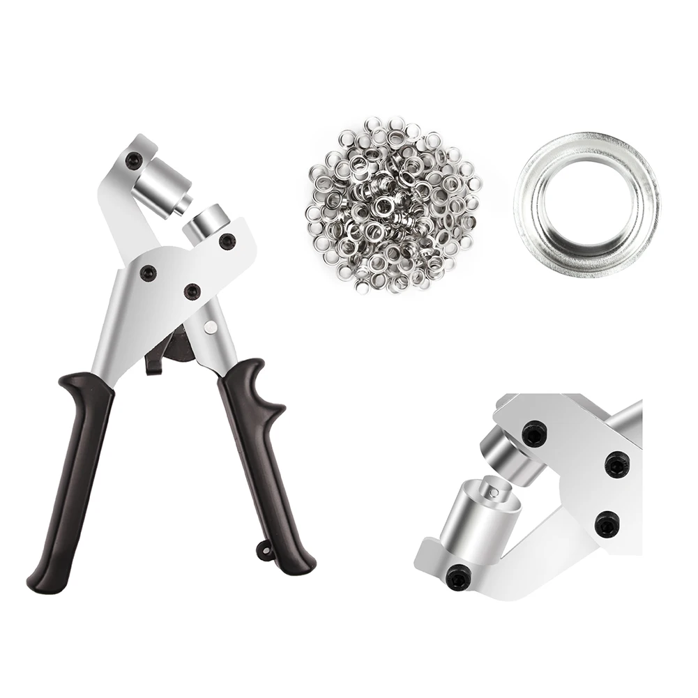

Eyelet Pliers with 500pcs 10mm Eyelet Press Buckles Hole Punching Pliers Set Grommet Press Machine Hand Tools