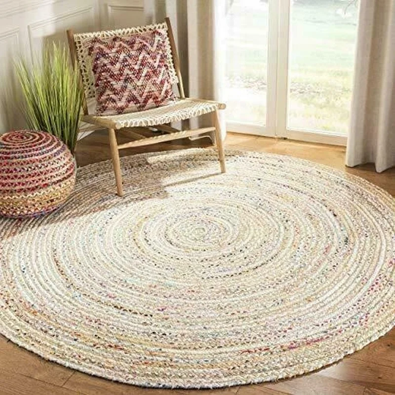 

Rug 100% Natural Cotton Double-sided Handmade Country Rug Exterior Interior Area Home Living Room Decorative