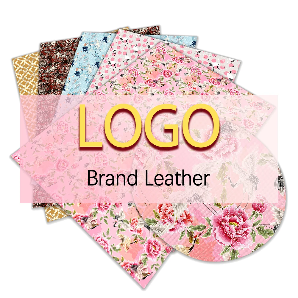 

22*30cm LOGO Brand Pattern Faux Leather Sheet Printed for Crafts Synthetic Leather Hairbow Accessory Decoration L0226
