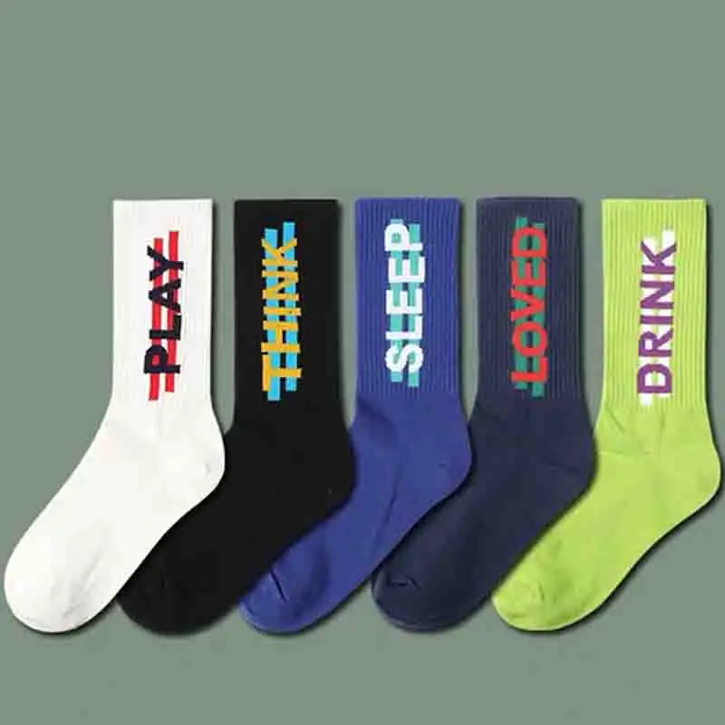 

Harajuku Hip Hop Street Sports Colorful Socks Autumn Summer Comfort New Cotton Letters Stocks Men And Women Couples Tide Socks