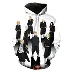 Толстовка с капюшоном в стиле аниме Токио мстители, с 3D принтом, модная уличная одежда, трендовая Большая куртка