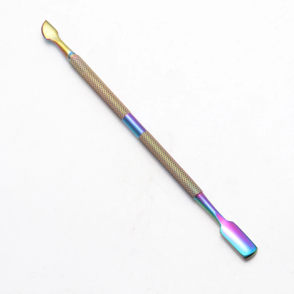 

6 Style Rainbow Stainless Steel Nail Cuticle Pusher Tweezer Nail Art Files UV Gel Polish Remove Manicure Care Groove Clean Tool