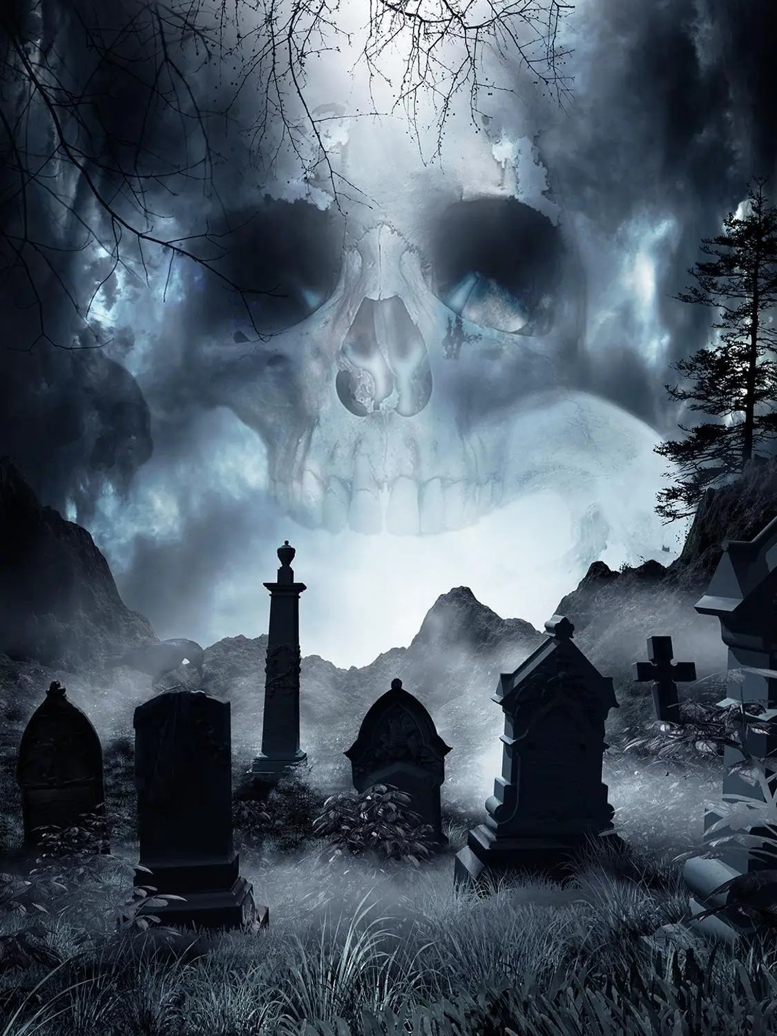 

Photography background terror cemetery skull Halloween night theme backdrop photophone photo backgrounds studio props