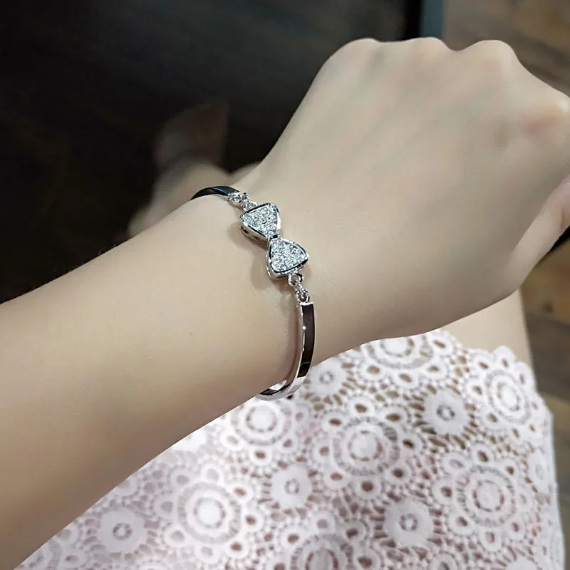 Просвет очаровательные кубического циркония бантом браслеты для женщин с розой