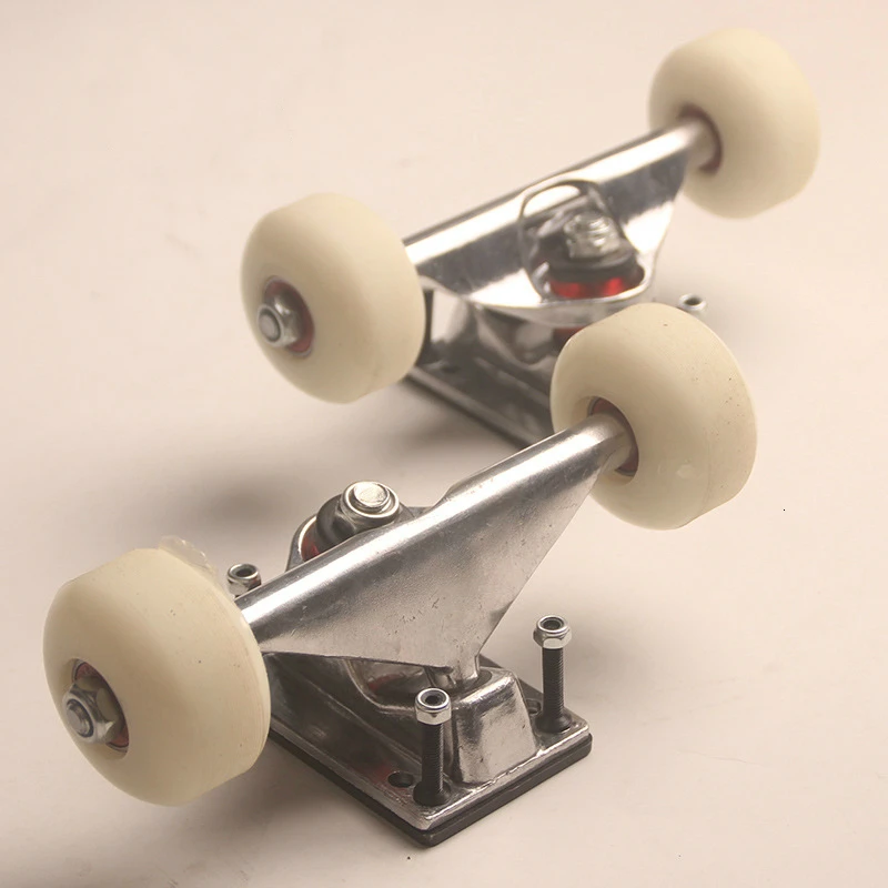 Skateboard Accessories 2 Sets Skate Board Wheels Aluminum Alloy Skateboard Trucks Rubber Four-wheel Longboard Parts Mini Cruiser