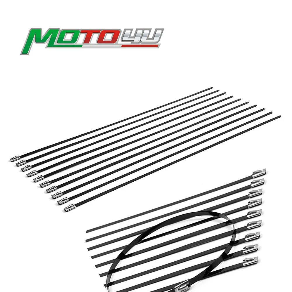 

10PCS 7.9*300MM Locking Stainless Steel Zip Ties Cable Universal Motorcycle Exhaust Header Pipe Wrap Bandage Fasterner Straps
