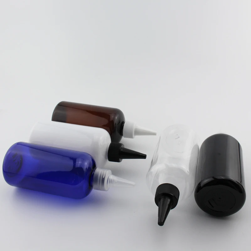 

250ml Empty Plastic Bottles With Pointed Mouth Lids PET Colored E Jam Containers 250cc X 12Pc High Quality Round Cosmetic Bottle