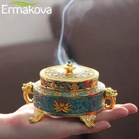 ermakova incense holders incense burner tibetan style painted enamel zinc alloy coil incense holder home office decoration gift