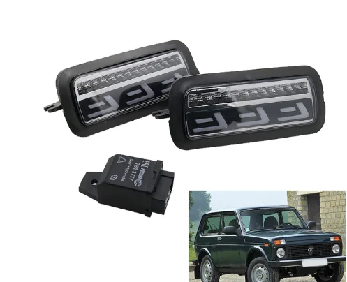 DRL AND Relay Для Lada Niva 4X4 URBAN 1995- боковой светодиодный DRL светильник s Белый бегущий Янтарный поворотник функция аксессуары светодиодный задний светильник реле - Цвет: DRL AND Relay