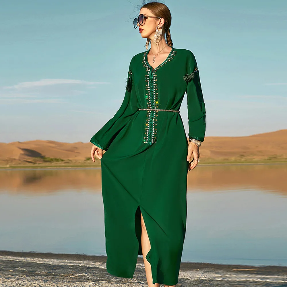 Женское вечернее платье Рамадан Eid Mubarak, длинное платье с алмазным бисером, абайя, Дубай, Саудовская Аравия, Турция, мусульманское длинное пл...