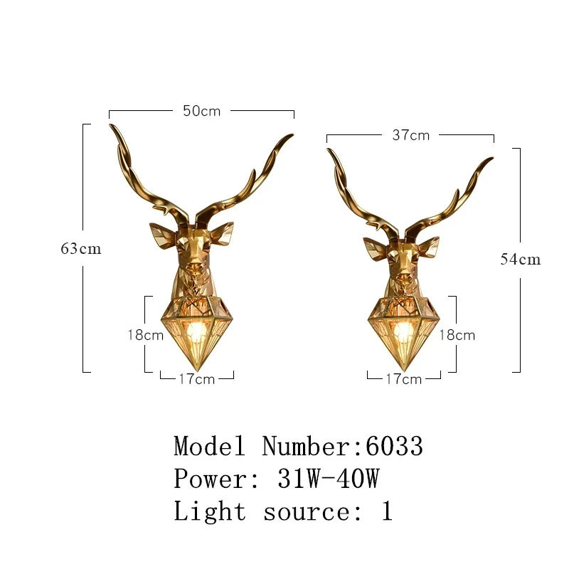 

Modern Resin Antler Led Wall Lamp Nordic Retro Gold Deer Wall Light Living Room Bedroom Bedside Wall Sconce Lamp Indoor Lighting