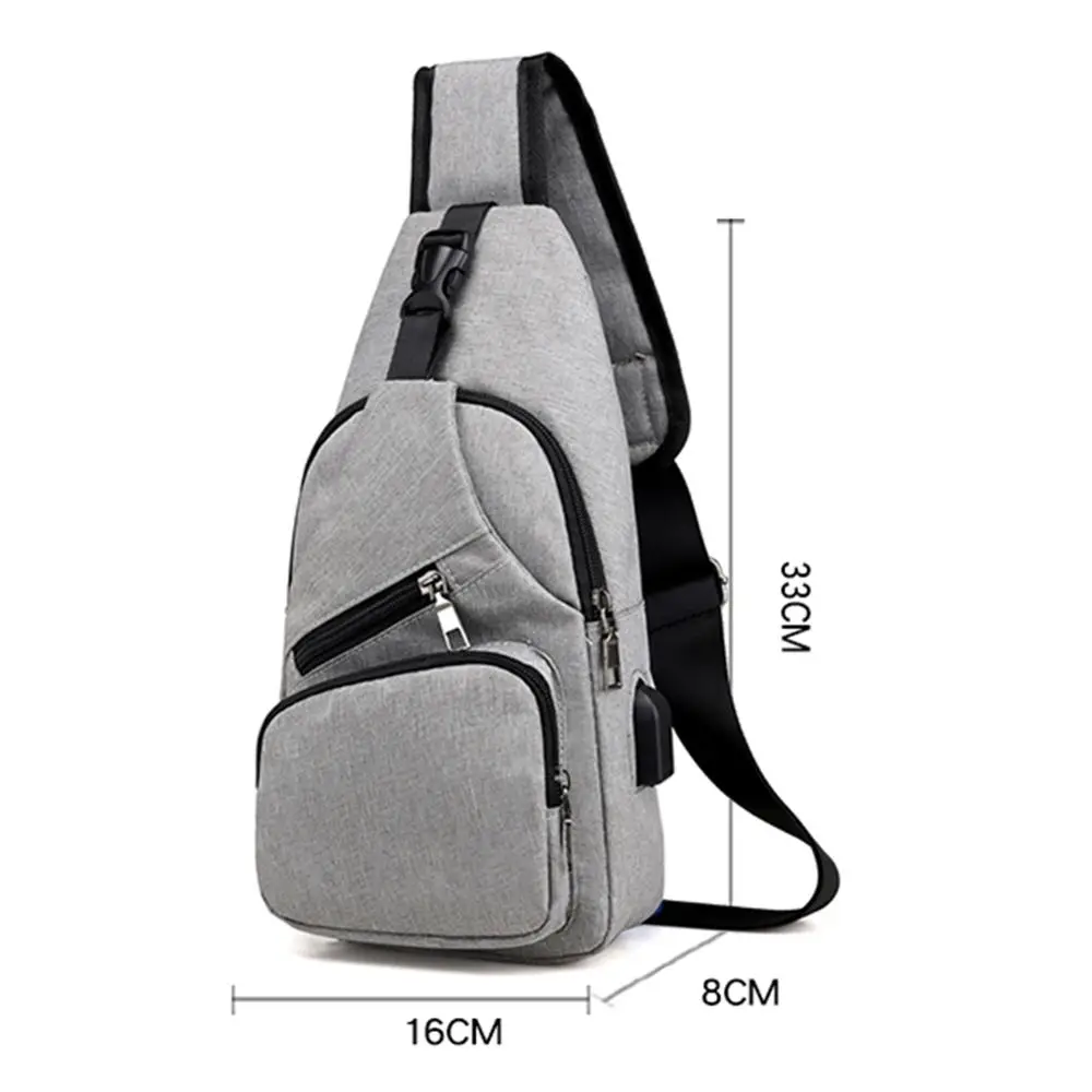 

Men's Shoulder Bag Sling Chest Pack Canvas USB Charging Sports Crossbody Handbag Travel Knapsack Male Chestbags Mochila Hot Sale