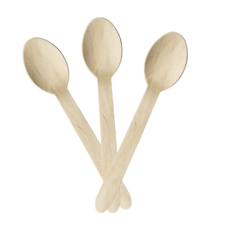 

100Pcs Wooden Cutlery Eco-Friendly Disposable Tableware Party Birthday