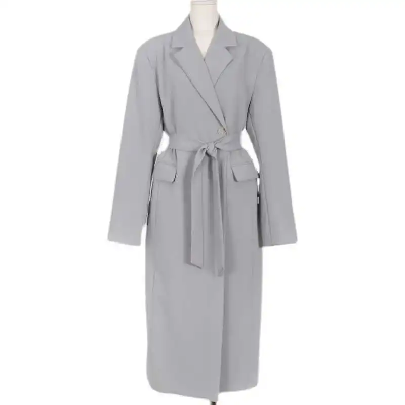 

LANMREM Loose Fit Chic autumn winter 2021 Korean Pocket Button Belt Woolen Coat Women's Blazer Mujer New Arrive 2K22092