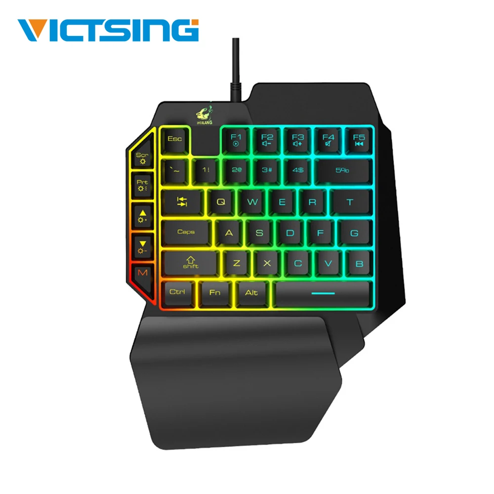 Механическая игровая клавиатура VicTsing 39 клавиш подсветильник Одноручная с RGB