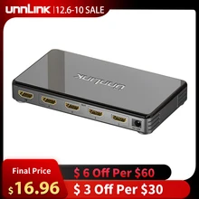 Unnlink HDMI-compatible Splitter 1X4 UHD 4K@30Hz 3D FHD1080P 60Hz 1 In 4 Out for Smart LED TV MI Box Projector Monitor ps4