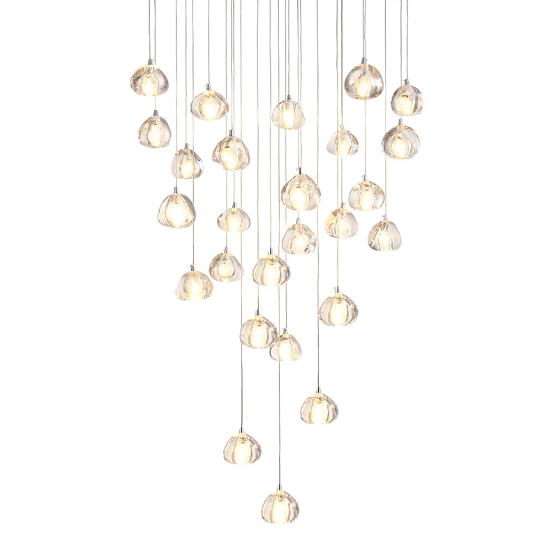 

Modern Loft Chandelier Lighting Lustre Cristal Balls Kitchen Villa Living Room Hanging Lamp Staircase Long Crystal Chandeliers