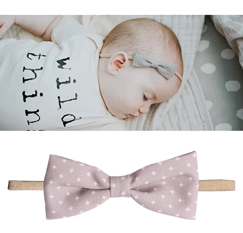 New Baby Girls Луки Оголовье 10 шт. / Компл. Эластичные Нейлоновые Ободки для Девочек Симпатичные Принты Луки Оголовье Набор Детские Аксессуары Для Волос