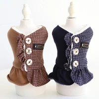 cat buckle grid dog dress pajamas pet products warm cotton clothing for dogs cats coats teddy dog clothes chihuahua teddy