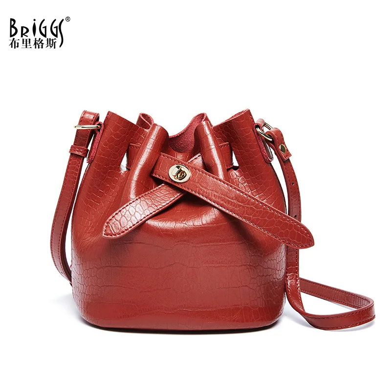 Маленькая сумка мешок BRIGGS на плечо из натуральной кожи с животным принтом