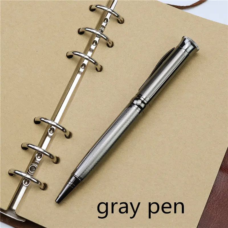 Dark gray pen Вращающаяся телескопическая шариковая ручка, высокое качество, полностью металлическая шариковая ручка, темно-серый, розовое золото, серебро, золото, деловой подарок - Цвет: Dark gray pen