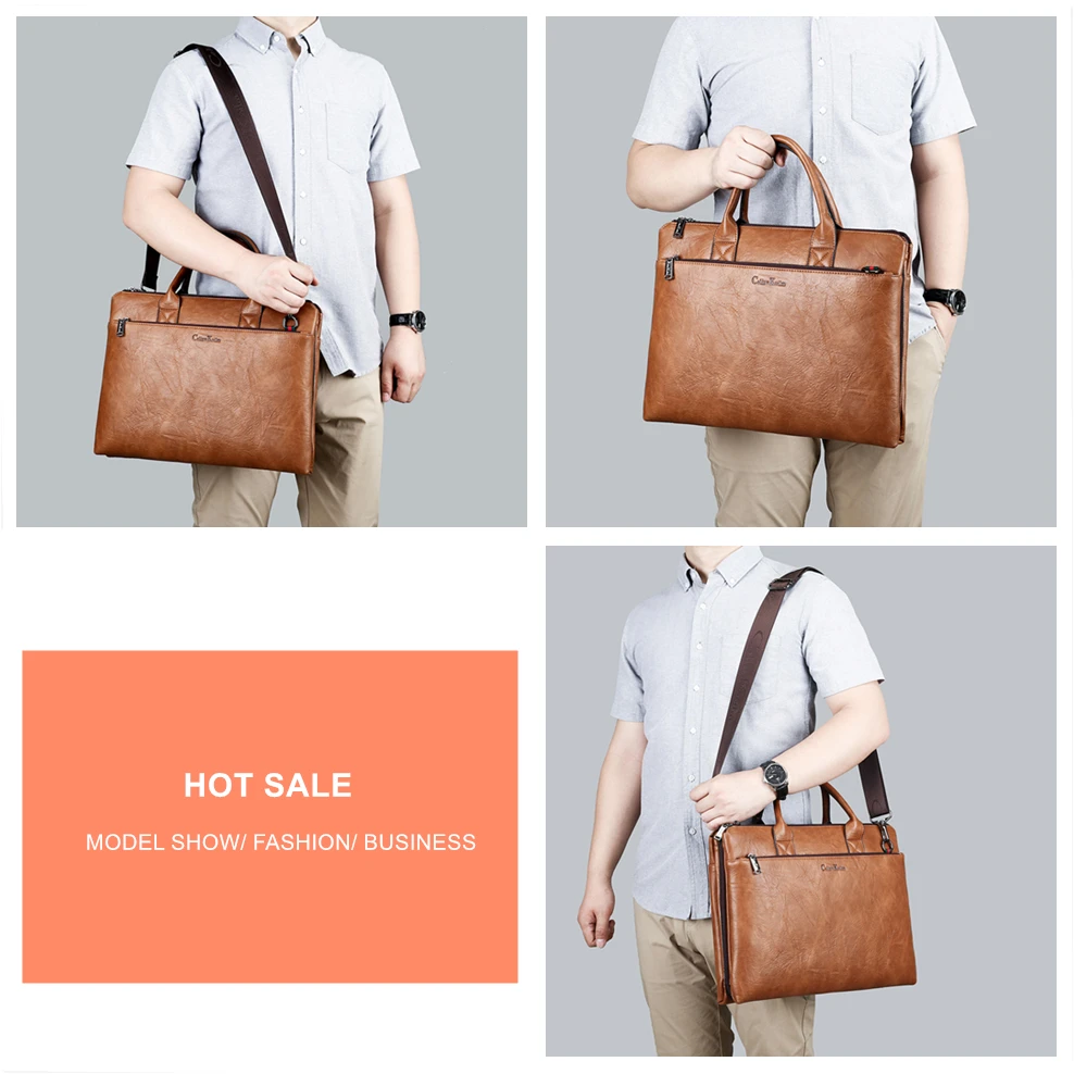 Celinv Koilm High Quality Men Briefcases Set 14 inch Laptop Business Bags Handbags Leather Office Shoulder Bags Large Capacity