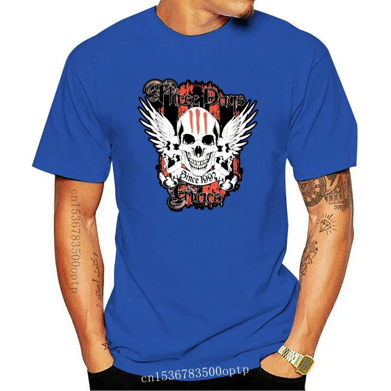 

New Three Days Grace Since 1992 Skull Black T-Shirt 2021 Official Band Merch Cotton Tee Shirt Loose Size