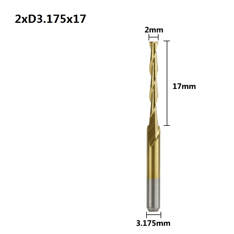 2.0xD3.175x17 XCAN 10 шт. 0,8-3,175 мм с титановым покрытием 2 флейты плоская Концевая фреза 3,175 мм хвостовик ЧПУ фреза Карбид Концевая фреза - Длина режущей кромки: 2.0xD3.175x17