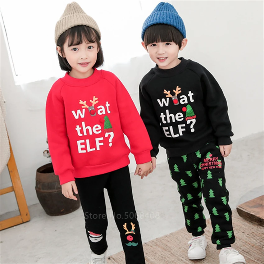 Одинаковая одежда для семьи Рождественские свитера с надписями в виде оленя всей