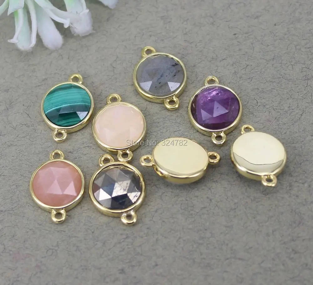 Шт. маленькие бусины с круглым соединителем из натурального кварца лабрадорита -