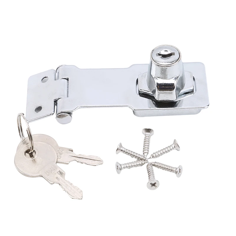 Cerradura de cerrojo para caj&oacute;n, cerrojo para puerta de armario, pestillo de gabinete de Metal cromado plateado, cerrojo de escritorio para armario con llaves-5