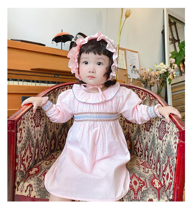 Детское Хлопковое платье с шапочкой воротником и длинными рукавами | Мать