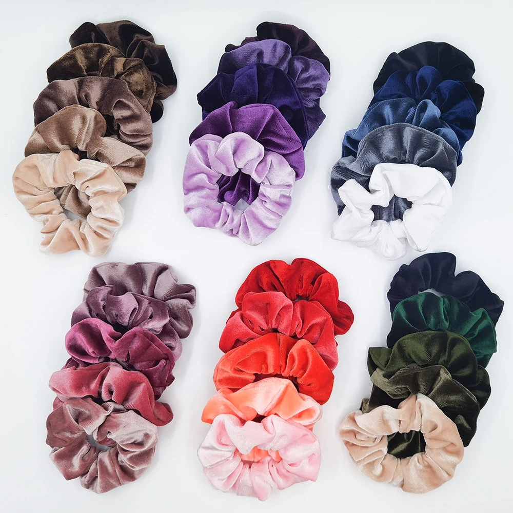 hair clip ins 5PCS/Set Velvet Scrunchies Elastic Rubber Hair Bands Women Girls Soft Solid Headbands Ponytail Holder Hair Rope Tie Accessories hair ties for women