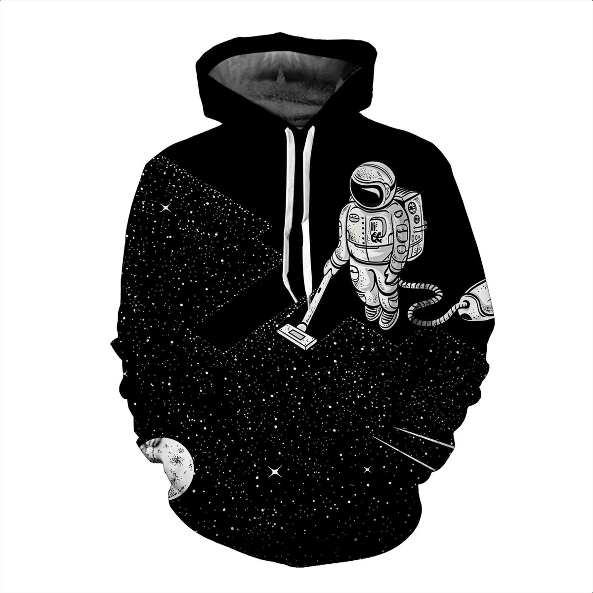 

Astronaut Hooded Sweater Clean 3d Space, Black Hooded Sweatshirt, Interesting Design, Long Sleeves, Male/female, Hot New in 2021