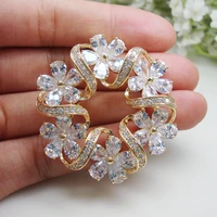 high qualit flower wreath christmas clear zircon crystal woman brooch pin gifts