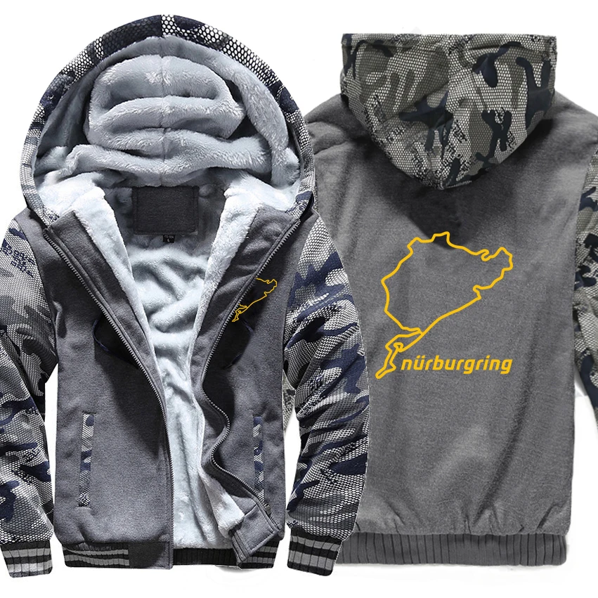As picture Nurburgring Дрифт беговые толстовки с капюшоном зимний камуфляжный чехол куртка Мужская Утепленная флисовая Nurburgring толстовки - Цвет: As picture